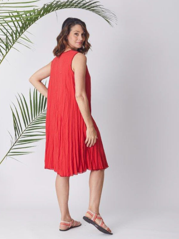 Mika Upcycled Crinkle Dress - Allure Red
