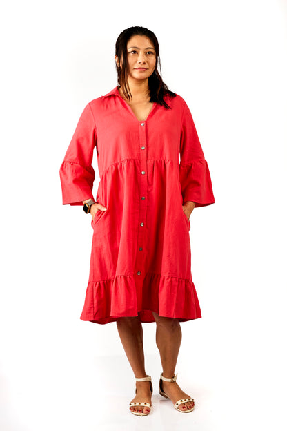 Calista Dress - Cherry