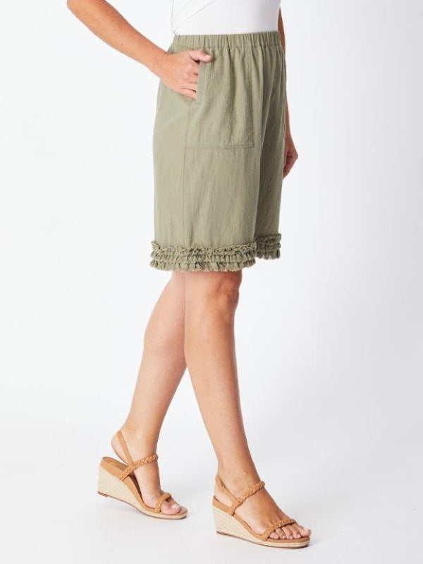Estelle Ruffle Upcycle Skirt - Khaki