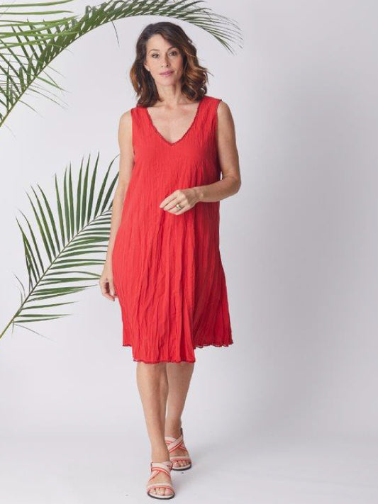 Mika Upcycled Crinkle Dress - Allure Red
